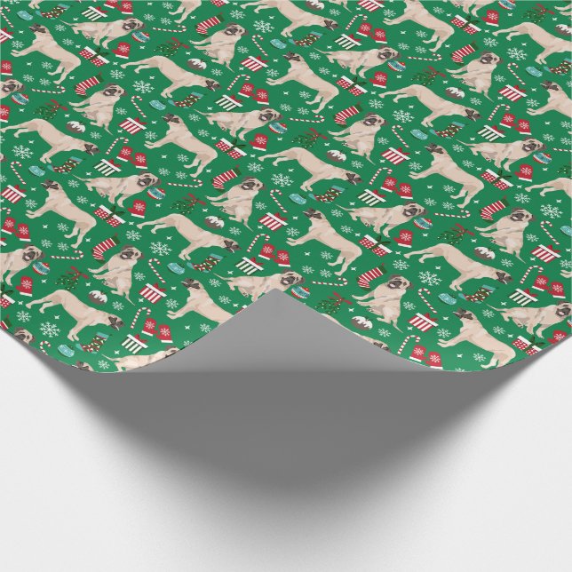 Papier Cadeau Chien de Noël Mastiff (Coin)