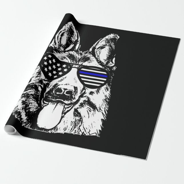 Papier Cadeau Chien de police berger allemand policier (Déroulé)