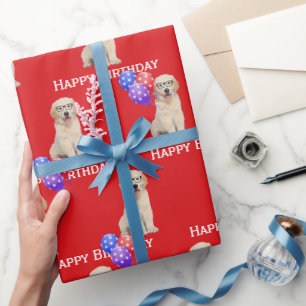 Papier Cadeau Chien de race Golden Retriever pour anniversaire a