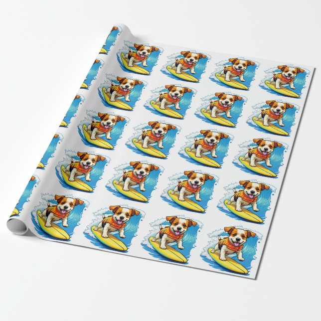 Papier Cadeau Chien de surf (Déroulé)