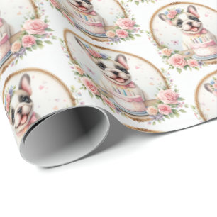 Papier Cadeau Chien de taureau français mignon Pastel - Annivers