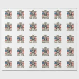 Papier Cadeau Chien d'eau portugais Papa Patriotique Vintage