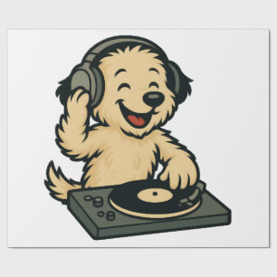Papier Cadeau Chien DJ mignon avec écouteurs � Cadeau amusant po