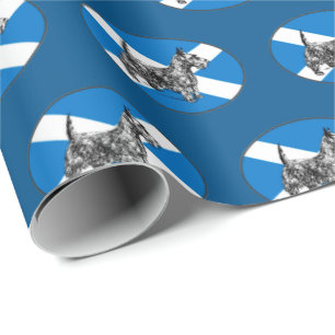 Papier Cadeau Chien écossais de Scottie avec le drapeau de