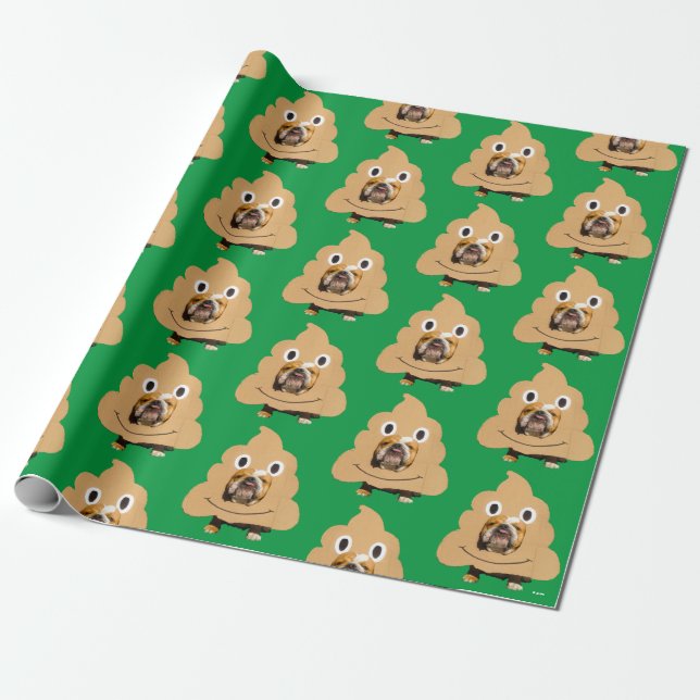 Papier Cadeau Chien en en costume Emoji de la pop (Déroulé)
