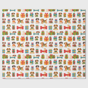 Papier Cadeau Chien Et Os Cadeau Coloré Noël
