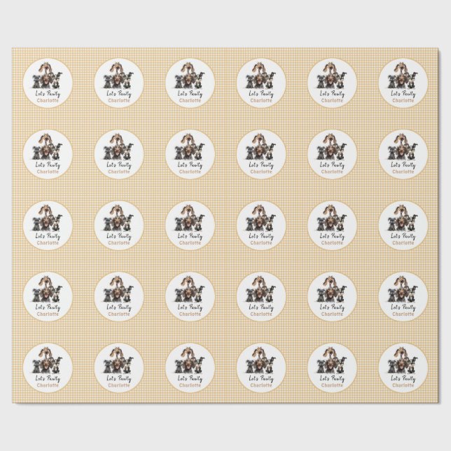 Papier Cadeau Chien Faisons Pawty Anniversaire (Couture)
