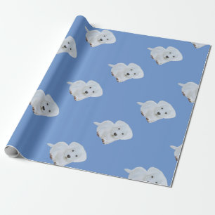 Papier Cadeau Chien heureux de blanc de chiot de bébé mignon