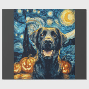 Papier Cadeau Chien Labrador noir mignon Halloween Jack O Lanter