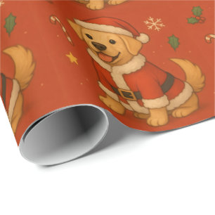 Papier Cadeau Chien Labrador Retriever Santa Noël