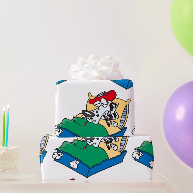 Papier Cadeau Chien Malade Dans Le Lit (Créateur téléchargé)