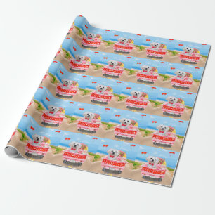 Papier Cadeau Chien maltais camion de la Saint-Valentin
