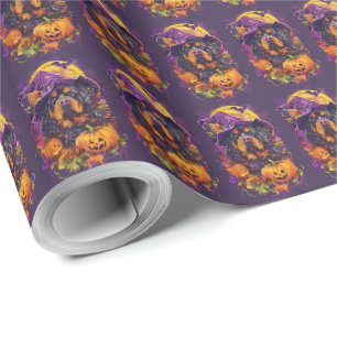 Papier Cadeau Chien Mastiff Tibétain Effrayant Sorcière d'Hallow
