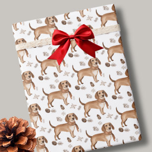 Papier Cadeau Chien mignon aquarelle Noël