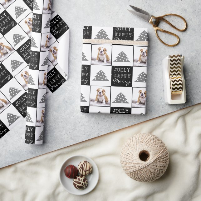 Papier Cadeau Chien mignon Chiot Tapis Animal Typographie Arbre  (Artisanat)