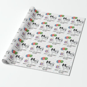 Papier Cadeau Chien mignon De Papillon Noir Et Blanc - Anniversa