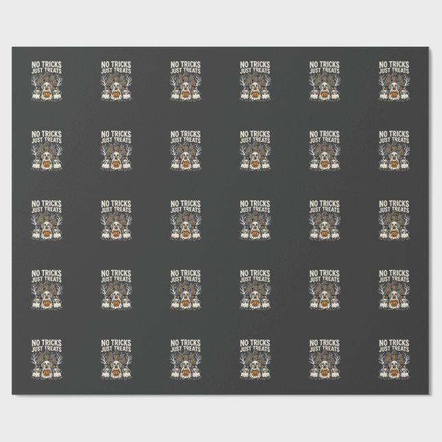 Papier Cadeau Chien Mignon Halloween Pas de Farces Rien que des  (Plat)