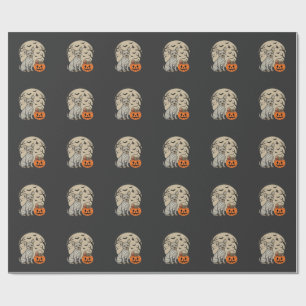 Papier Cadeau Chien momie d'Halloween et bonbons citrouille