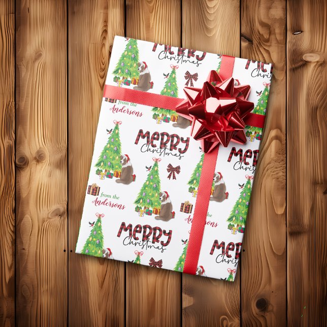 Papier Cadeau Chien, oiseau et sapin de Noël australien (Créateur téléchargé)