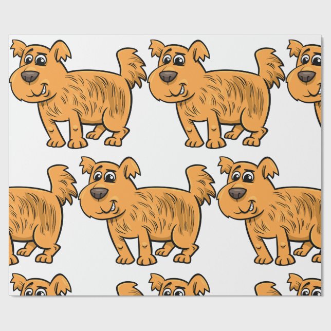 Papier Cadeau Chien orange dépenaillé (Plat)