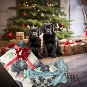 Papier Cadeau Chien Pastel Holiday Black Lab