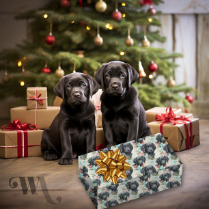 Papier Cadeau Chien Pastel Holiday Black Lab Sm