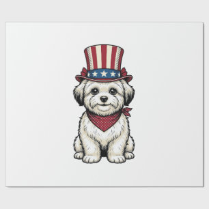 Papier Cadeau Chien Patriotique Gravure Vintage Vector Design_1