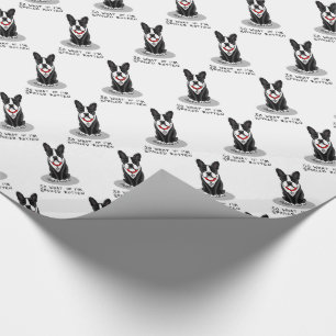 Papier Cadeau Chien pourri de Boston (noir) mou