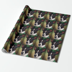 Papier Cadeau Chien Rat Terrier en robe de la Saint-Patrick