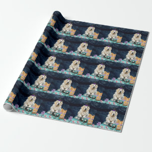 Papier Cadeau Chien Retriever doré Halloween Camion Nuit effraya