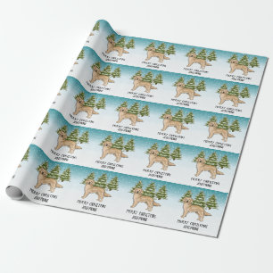 Papier Cadeau Chien Retriever Doré Jaune Texte Personnalisé de N
