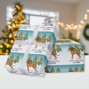 Papier Cadeau Chien Rhodesian Ridgeback Lion Chien Forêt enneigé
