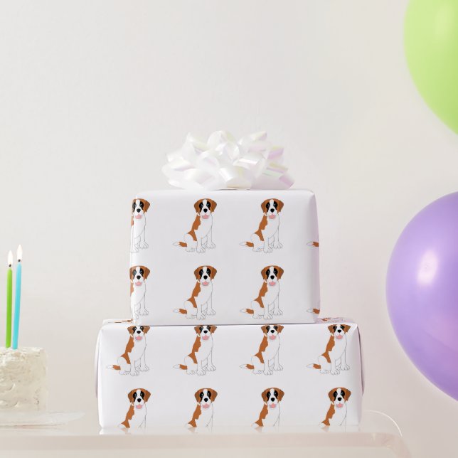 Papier Cadeau Chien Saint-Bernard (Cadeaux de fête)