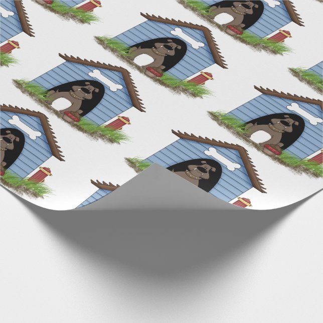 Papier Cadeau chien taureau dans la maison de chien avec hydrata (Coin)