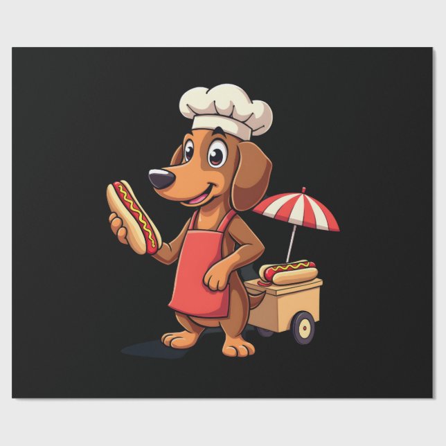 Papier Cadeau Chien Teckel Drôle Weenie Saucisse Hotdog Sandwich (Plat)