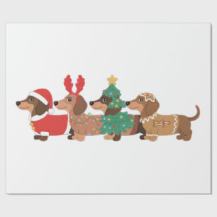 Papier Cadeau Chien teckel portant des amoureux de chien de Noël