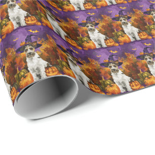 Papier Cadeau Chien terrier Wirefox Spooky Halloween Sorcière Ci
