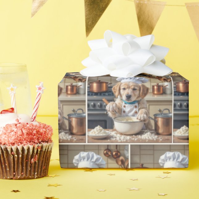 Papier Cadeau Chiengolden Retriever Chien Cuisinier (Fête d'anniversaire)
