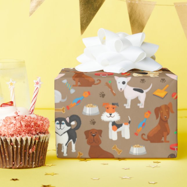 Papier Cadeau Chiens amusants Motif meilleur ami animal (Fête d'anniversaire)