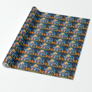 Papier Cadeau Chiens Bull Terrier Citrouille Halloween Drôle