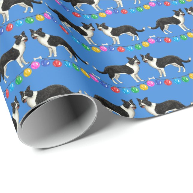 Papier cadeau Chiens de berger festifs (Coin rond)