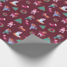 Chiens de fête IcePatinage Motif Rouge foncé