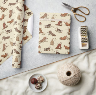 Papier Cadeau Chiens de fouille - motif de vacances de plage.