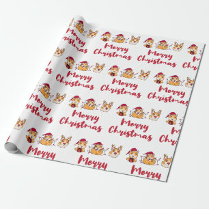 Papier Cadeau Chiens de Guinée Joyeux Noël Amusants Casquettes r