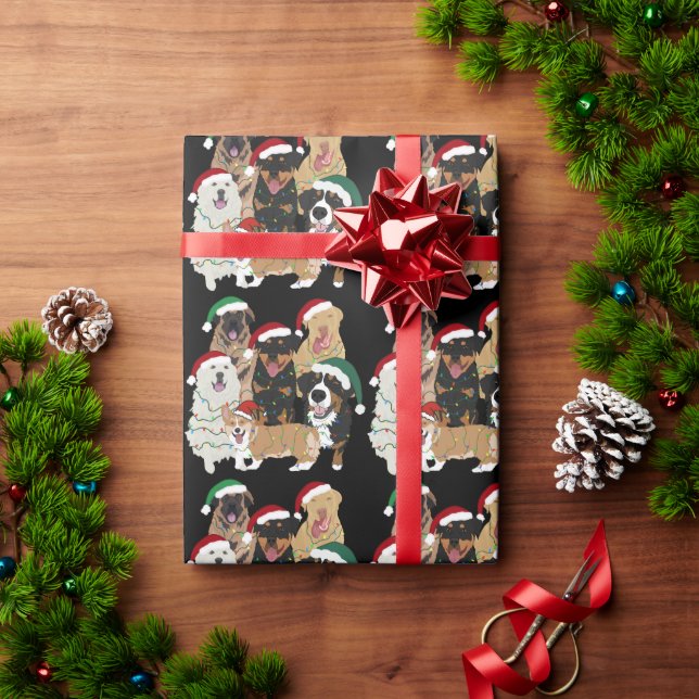 Papier Cadeau Chiens de Noël (Cadeau de vacances)