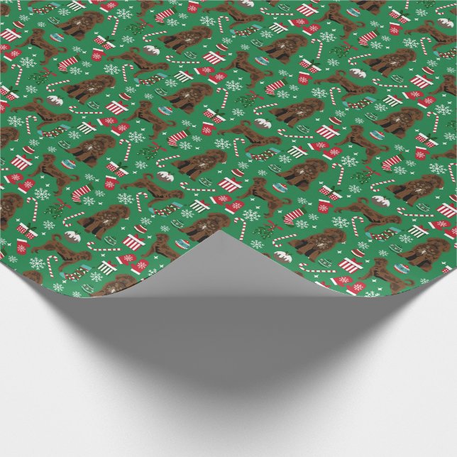 Papier Cadeau Chiens de Noël Brown du Labradoodle (Coin)