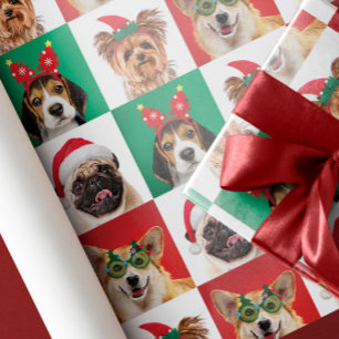 Papier Cadeau Chiens de Noël enveloppant des feuilles de papier