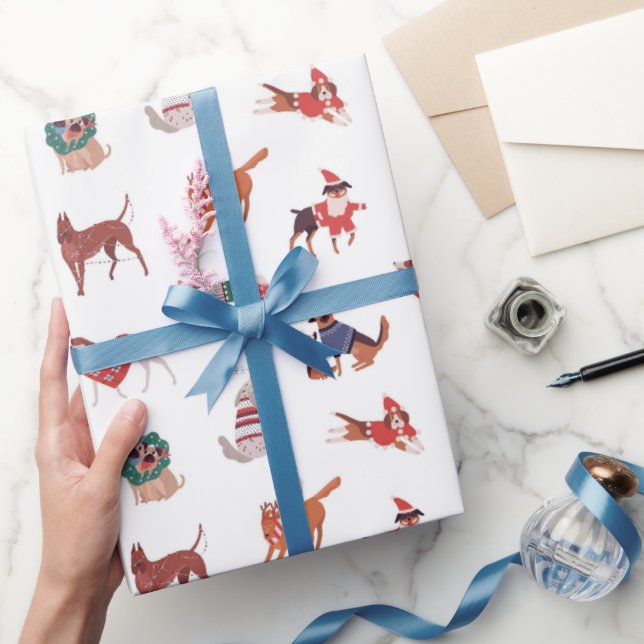 Papier Cadeau Chiens de Noël modernes Motif (Cadeaux)