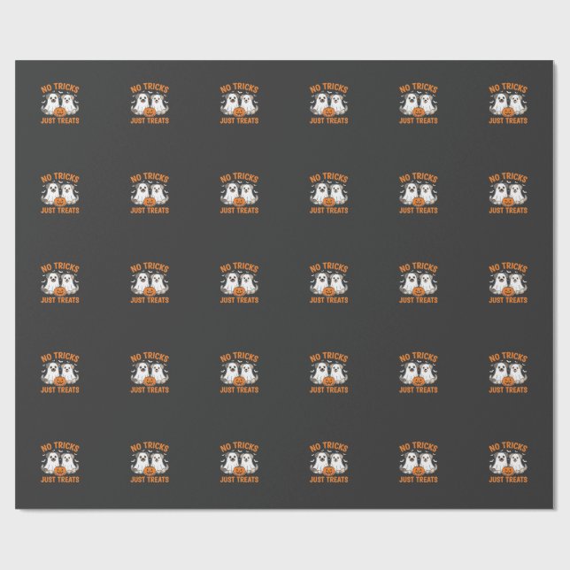 Papier Cadeau Chiens fantômes d'Halloween Pas de tours juste des (Plat)