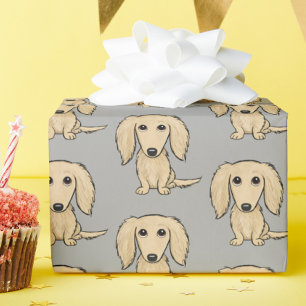 Papier Cadeau Chiens mignons crèmes à cheveux longs du motif  